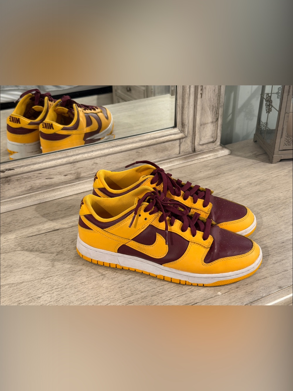 Nike Men’s Low-Top Sneakers in Yellow & Maroon